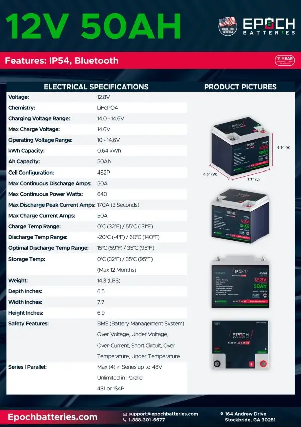 12V 50Ah Essential Series - Bluetooth LiFePO4 Battery - Image 2